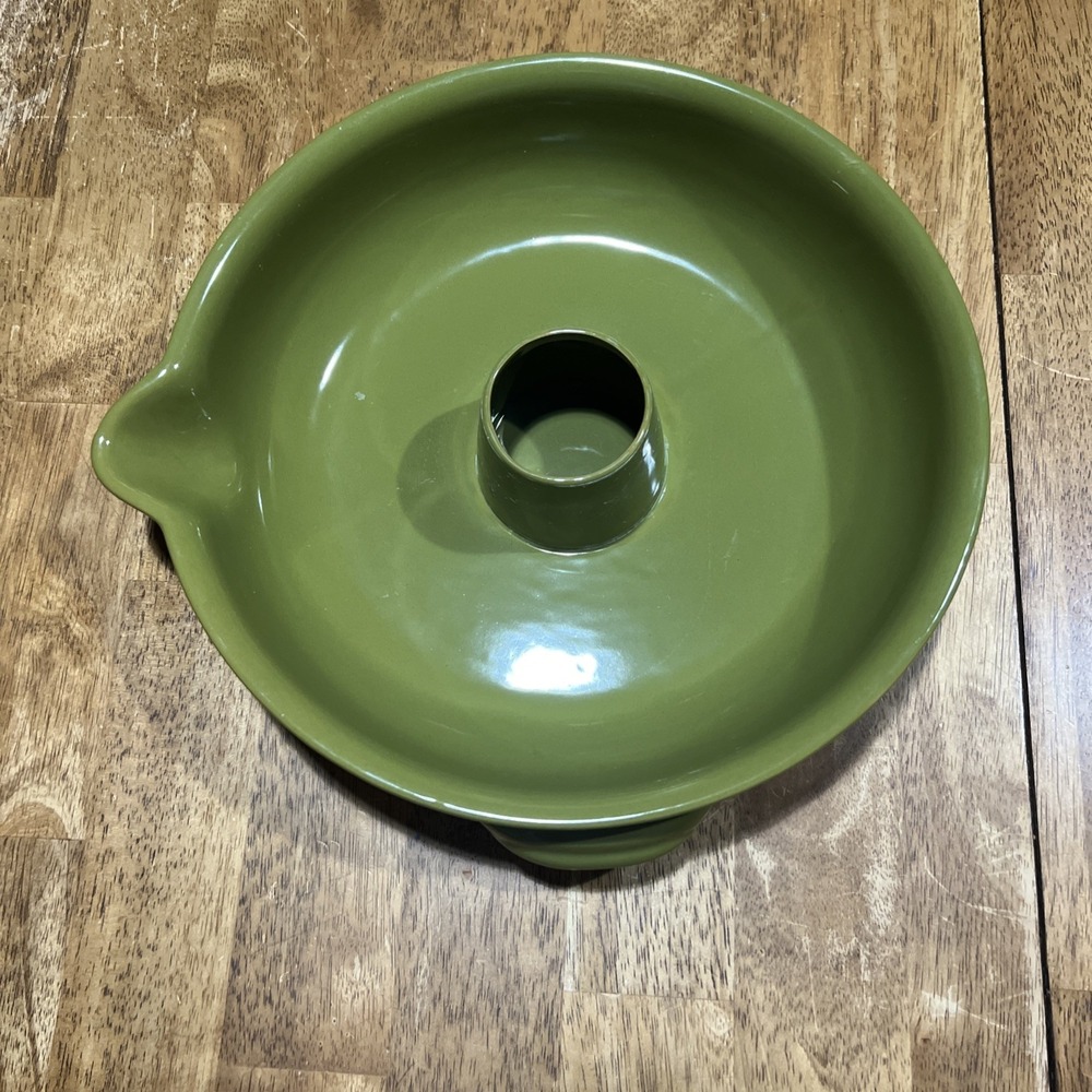 World Market Green Ceramic 13" Vertical Chicken Roaster *Chip Dip Tray*